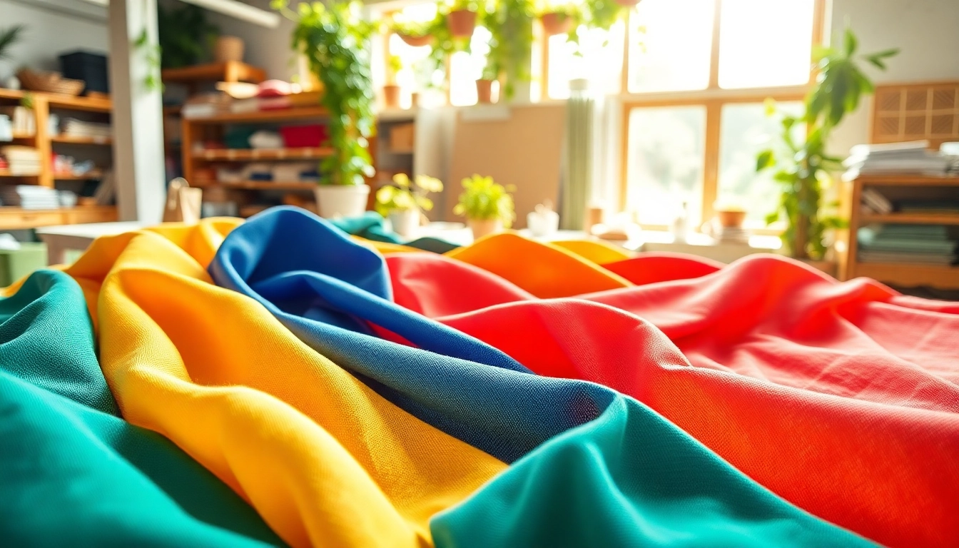 Katoen stoffen in levendige kleuren tonen levendige texturen op een zachte ondergrond.